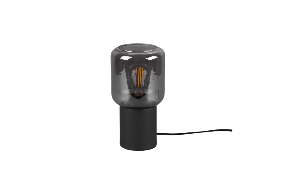 Trio Lighting Trio NICO tafellamp | E27 Fitting | mat zwart met rookkleur | Ø 13 cm | IP20 | excl. 1x E27 | max. 40W Trio Lighting Trio NICO tafellamp | E27 Fitting | mat zwart met rookkleur | Ø 13 cm | IP20 | excl. 1x E27 | max. 40W