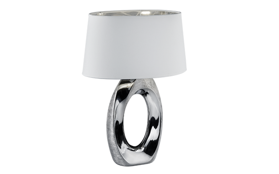 Trio Lighting Trio TABA tafellamp | E27 Fitting | zilver met wit | 38 x 24 cm | IP20 | excl. 1x E27 | max. 60W