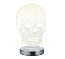 Trio Lighting Trio SKULL tafellamp | LED | chroom met transparant | 14,5 x 12 cm | IP20 | 1x 7W | 600 lm | 3000+4000+6500K | niet dimbaar