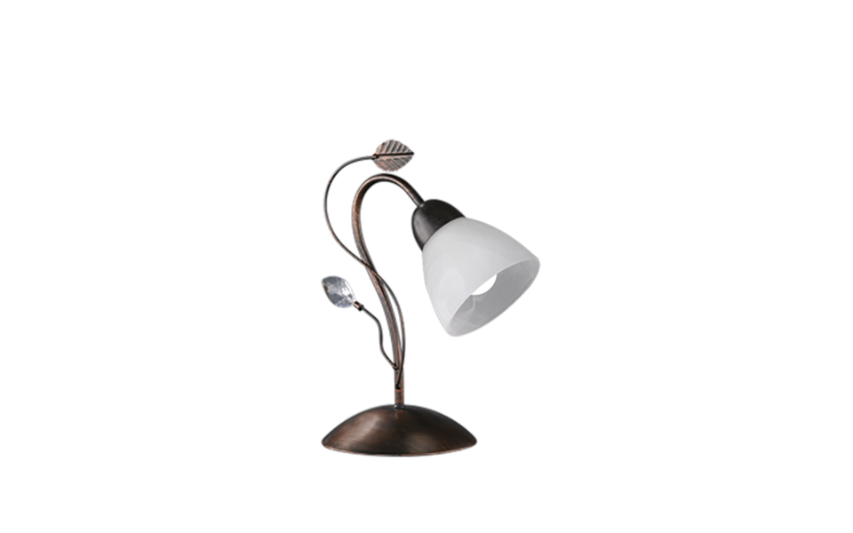Trio Lighting Trio TRADITIO tafellamp | E14 Fitting | roestkleur antiek met albast | 16 x 32 cm | IP20 | excl. 1x E14 | max. 40W