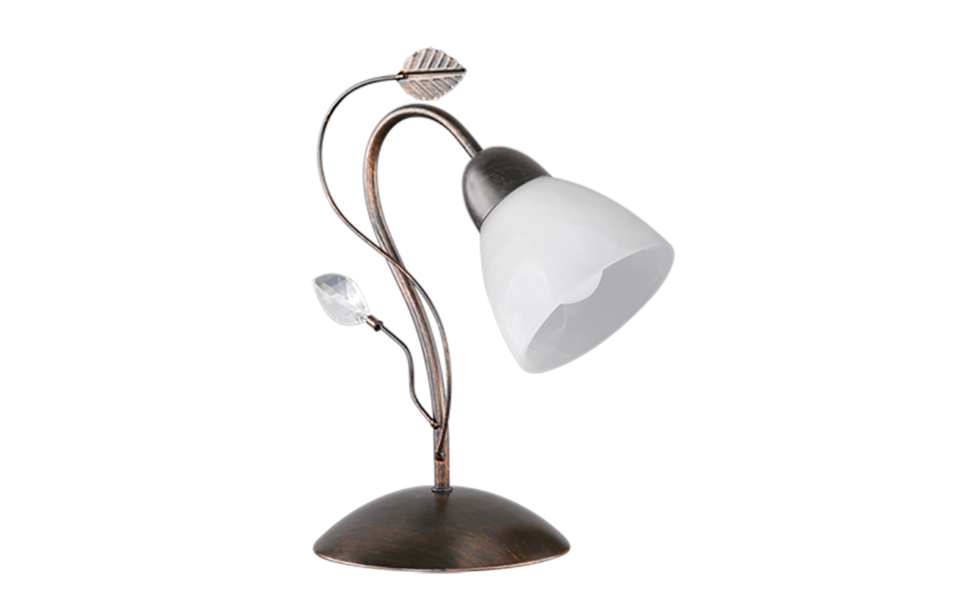 Trio Lighting Trio TRADITIO tafellamp | E14 Fitting | roestkleur antiek met albast | 16 x 32 cm | IP20 | excl. 1x E14 | max. 40W