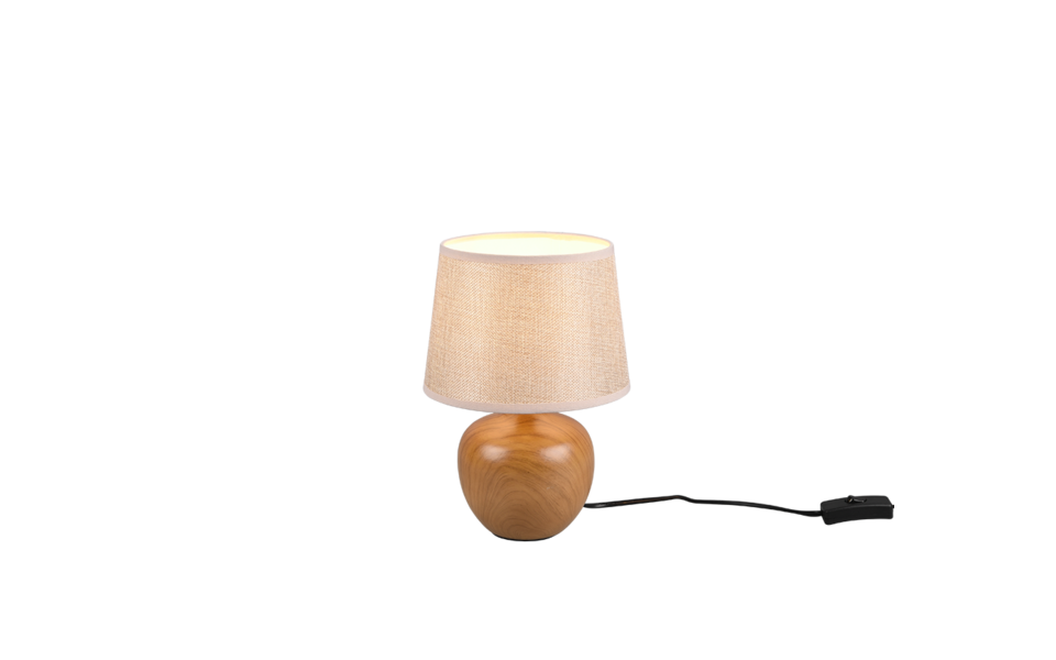 Trio Lighting Trio LUXOR tafellamp | E14 Fitting | houtimitatie met beige | Ø 18 cm | IP20 | excl. 1x E14 | max. 40W Trio Lighting Trio LUXOR tafellamp | E14 Fitting | houtimitatie met beige | Ø 18 cm | IP20 | excl. 1x E14 | max. 40W