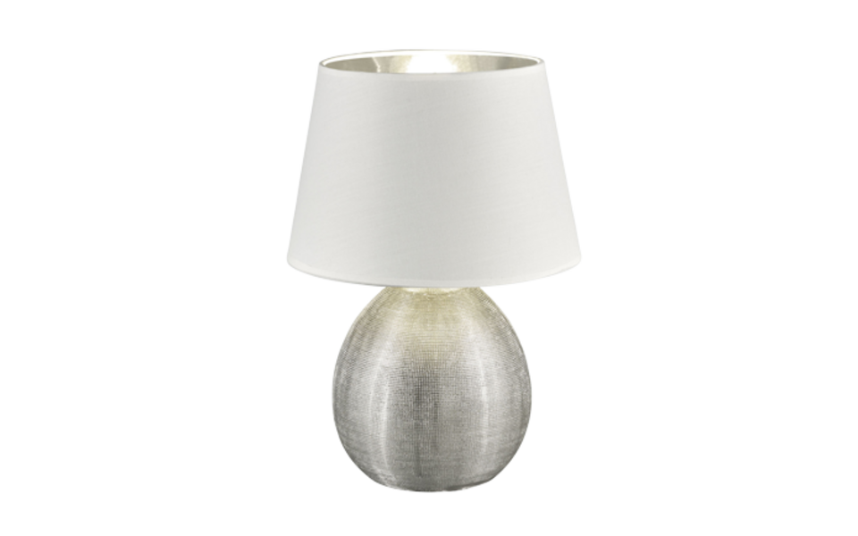 Trio Lighting Trio LUXOR tafellamp | E27 Fitting | zilver met wit | Ø 24 cm | IP20 | excl. 1x E27 | max. 60W