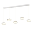 Trio Lighting Trio TARSIA hanglamp | LED | wit mat | 161,5 x 21,5 cm | IP20 | 5x 10W | 1400 lm | 4000K | dimbaar