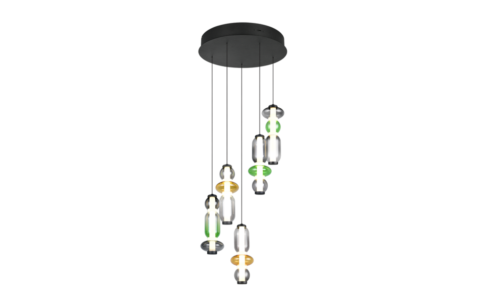 Trio Lighting Trio MINERVA hanglamp | LED | multicolor | Ø 42 cm | IP20 | 5x 6W | 800 lm | 2300+3000+4000K | dimbaar