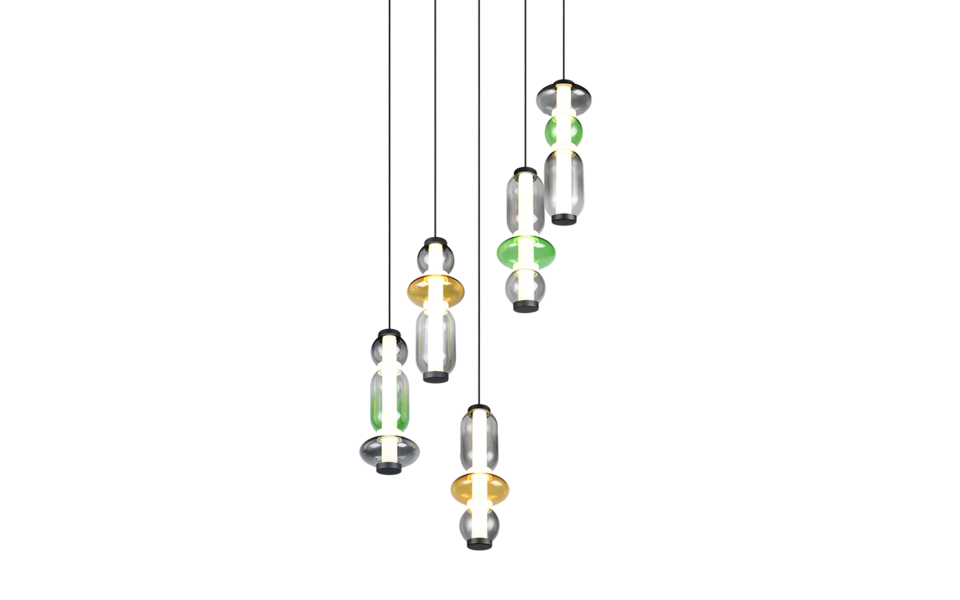 Trio Lighting Trio MINERVA hanglamp | LED | multicolor | Ø 42 cm | IP20 | 5x 6W | 800 lm | 2300+3000+4000K | dimbaar