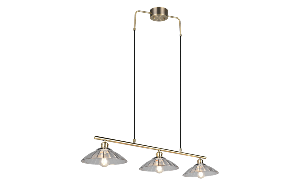 Trio Lighting Trio ELUNA hanglamp | E27 Fitting | oud brons met transparant | 100 x 25 cm | IP20 | excl. 3x E27 | max. 60W Trio Lighting Trio ELUNA hanglamp | E27 Fitting | oud brons met transparant | 100 x 25 cm | IP20 | excl. 3x E27 | max. 60W