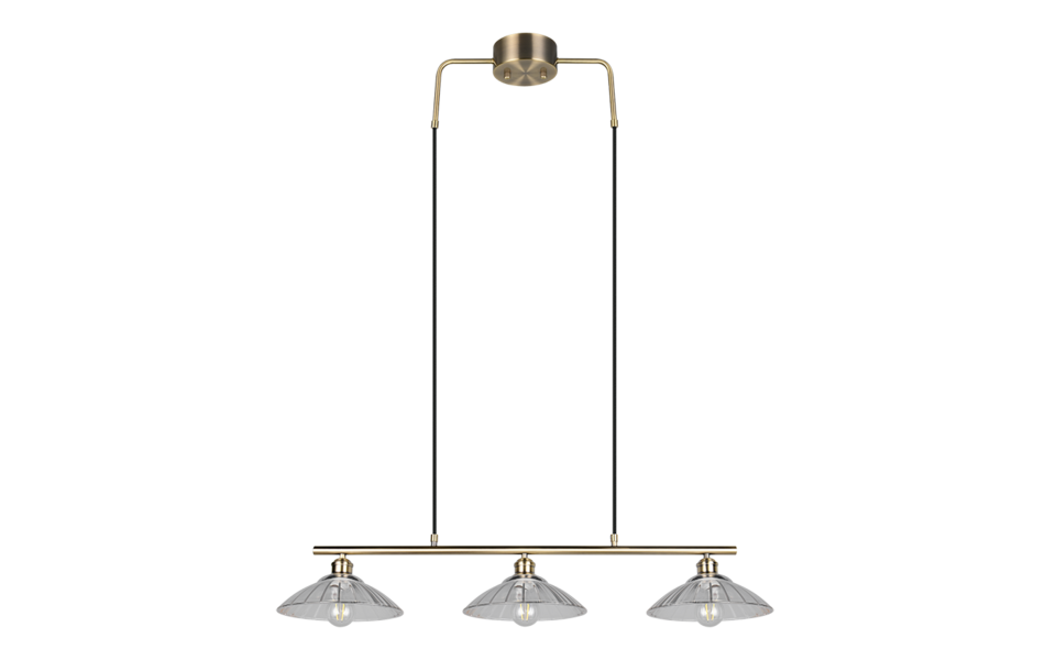 Trio Lighting Trio ELUNA hanglamp | E27 Fitting | oud brons met transparant | 100 x 25 cm | IP20 | excl. 3x E27 | max. 60W Trio Lighting Trio ELUNA hanglamp | E27 Fitting | oud brons met transparant | 100 x 25 cm | IP20 | excl. 3x E27 | max. 60W