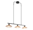 Trio Lighting Trio ELUNA hanglamp | E27 Fitting | mat zwart met amber | 100 x 25 cm | IP20 | excl. 3x E27 | max. 60W