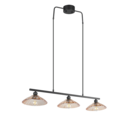 Trio Lighting Trio ELUNA hanglamp | E27 Fitting | mat zwart met amber | 100 x 25 cm | IP20 | excl. 3x E27 | max. 60W