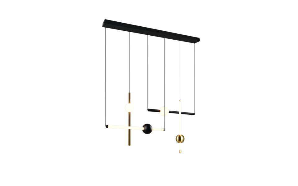 Trio Lighting Trio MELITA hanglamp | LED | zwart met goud | 110 x 10 cm | IP20 | 1x 21W | 2500 lm | 2300+3000+4000K | dimbaar