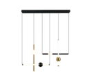 Trio Lighting Trio MELITA hanglamp | LED | zwart met goud | 110 x 10 cm | IP20 | 1x 21W | 2500 lm | 2300+3000+4000K | dimbaar