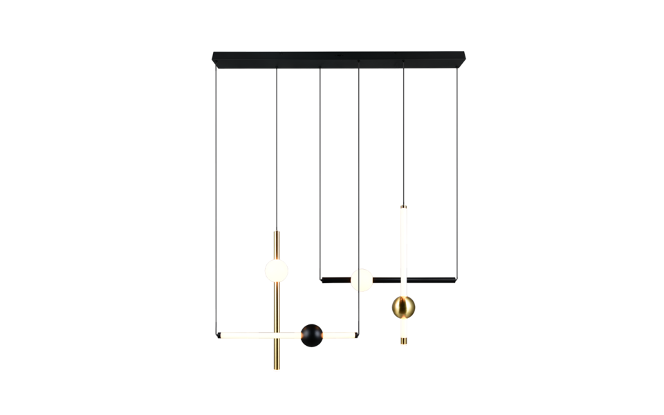 Trio Lighting Trio MELITA hanglamp | LED | zwart met goud | 110 x 10 cm | IP20 | 1x 21W | 2500 lm | 2300+3000+4000K | dimbaar