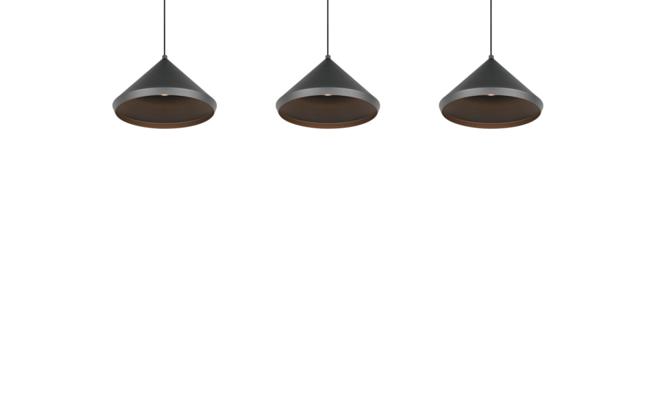 Trio Lighting Trio LAGUNA hanglamp | LED | mat zwart | 70 x 18 cm | IP20 | 3x 5W | 500 lm | 2300+3000+4000K