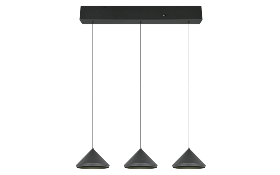 Trio Lighting Trio LAGUNA hanglamp | LED | mat zwart | 70 x 18 cm | IP20 | 3x 5W | 500 lm | 2300+3000+4000K