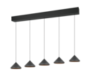 Trio Lighting Trio LAGUNA hanglamp | LED | mat zwart | 123 x 18 cm | IP20 | 5x 5W | 500 lm | 2300+3000+4000K