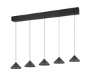 Trio Lighting Trio LAGUNA hanglamp | LED | mat zwart | 123 x 18 cm | IP20 | 5x 5W | 500 lm | 2300+3000+4000K
