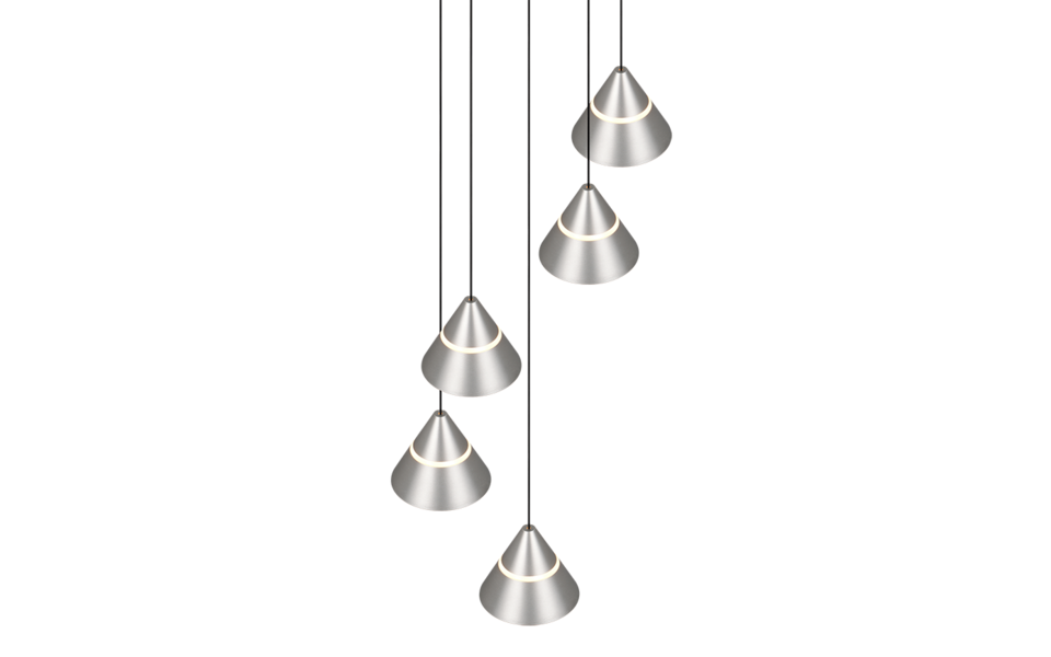 Trio Lighting Trio ROMEO hanglamp | LED | nikkel mat | Ø 28 cm | IP20 | 5x 7W | 700 lm | 2300+3000+4000K | niet dimbaar