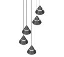 Trio Lighting Trio ROMEO hanglamp | LED | mat zwart | Ø 28 cm | IP20 | 5x 7W | 700 lm | 2300+3000+4000K | niet dimbaar