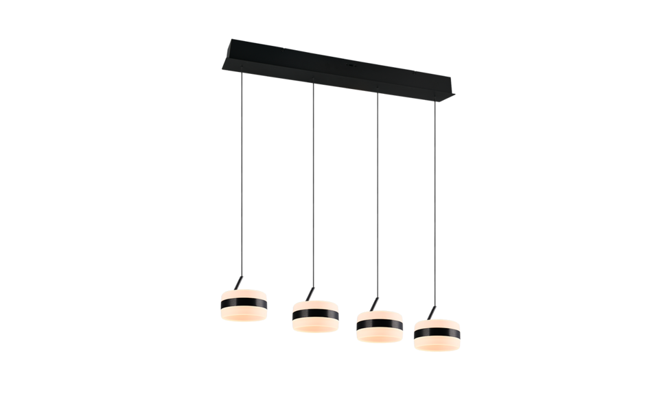 Trio Lighting Trio DIOS hanglamp | LED | mat zwart | Ø 15,5 cm | IP20 | 4x 8W | 800 lm | 2300+3000+4000K | dimbaar