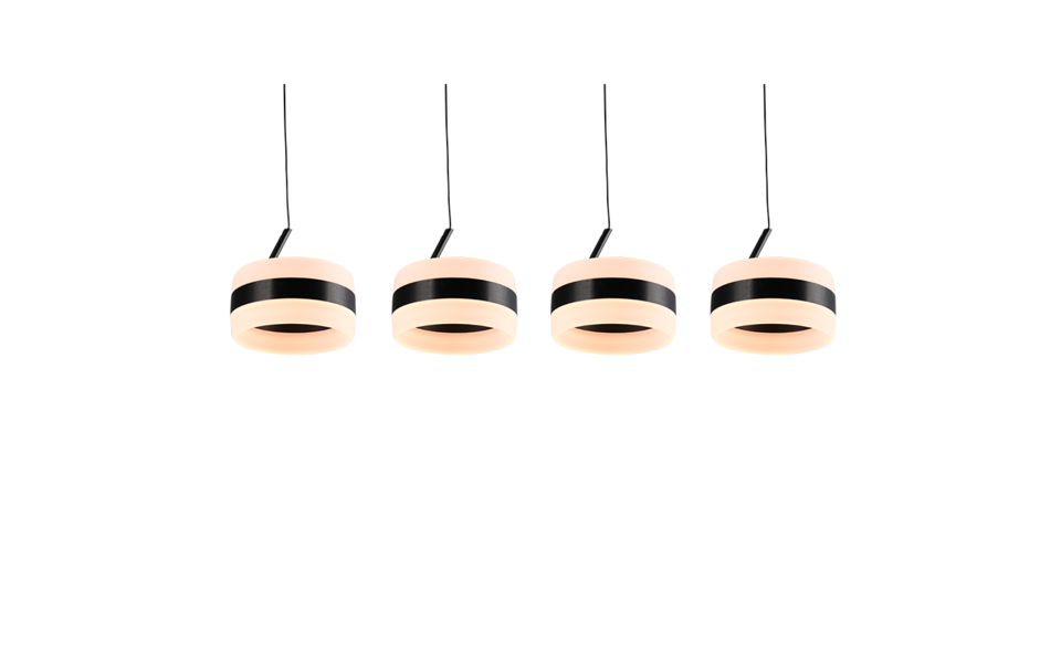 Trio Lighting Trio DIOS hanglamp | LED | mat zwart | Ø 15,5 cm | IP20 | 4x 8W | 800 lm | 2300+3000+4000K | dimbaar