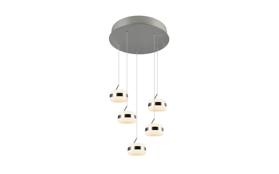 Trio Lighting Trio DIOS hanglamp | LED | nikkel mat | Ø 45 cm | IP20 | 5x 8W | 800 lm | 2300+3000+4000K | dimbaar
