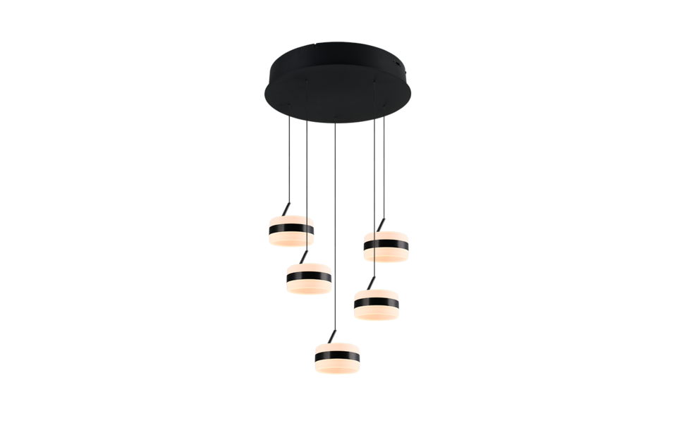 Trio Lighting Trio DIOS hanglamp | LED | mat zwart | Ø 45 cm | IP20 | 5x 8W | 800 lm | 2300+3000+4000K | dimbaar Trio Lighting Trio DIOS hanglamp | LED | mat zwart | Ø 45 cm | IP20 | 5x 8W | 800 lm | 2300+3000+4000K | dimbaar