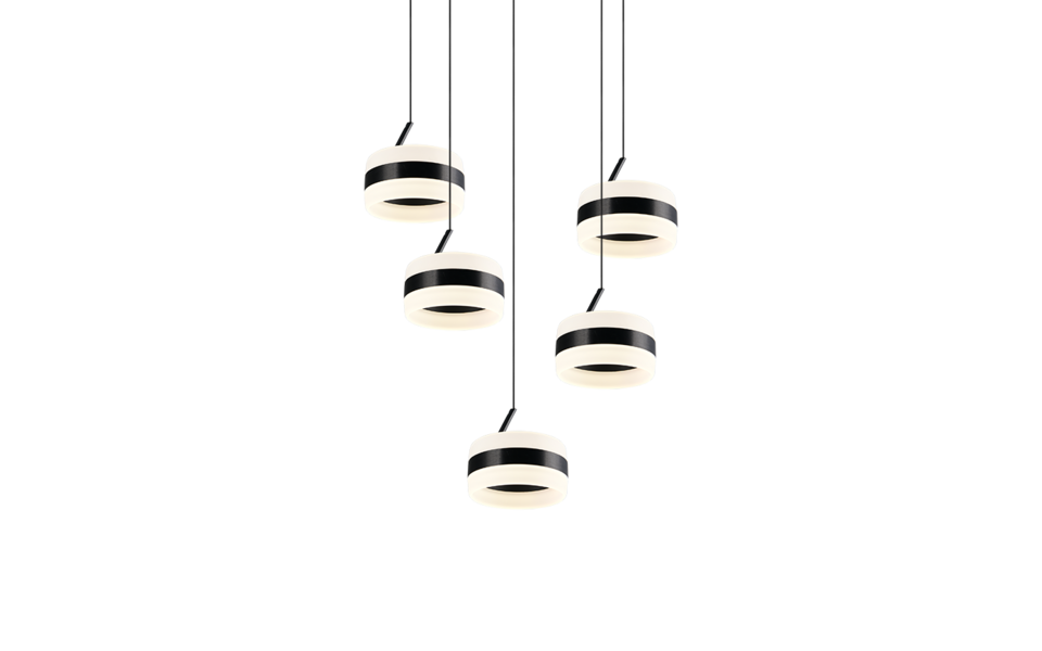Trio Lighting Trio DIOS LED pendant light | 5x 8W 1000lm 4000K | black | Ø 45 cm | IP20 | 150 cm