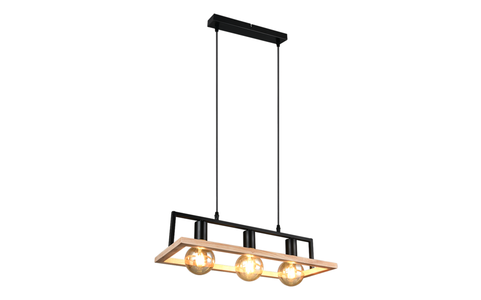 Trio Lighting Trio BANO hanglamp | E27 Fitting | mat zwart | 57,5 x 24,5 cm | IP20 | excl. 3x E27 | max. 10W Trio Lighting Trio BANO hanglamp | E27 Fitting | mat zwart | 57,5 x 24,5 cm | IP20 | excl. 3x E27 | max. 10W