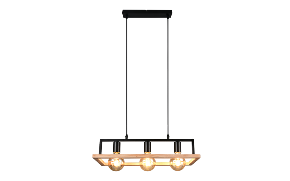 Trio Lighting Trio BANO hanglamp | E27 Fitting | mat zwart | 57,5 x 24,5 cm | IP20 | excl. 3x E27 | max. 10W Trio Lighting Trio BANO hanglamp | E27 Fitting | mat zwart | 57,5 x 24,5 cm | IP20 | excl. 3x E27 | max. 10W