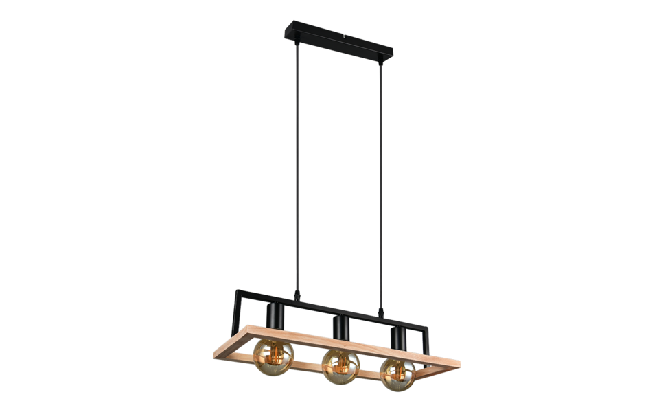 Trio Lighting Trio BANO hanglamp | E27 Fitting | mat zwart | 57,5 x 24,5 cm | IP20 | excl. 3x E27 | max. 10W Trio Lighting Trio BANO hanglamp | E27 Fitting | mat zwart | 57,5 x 24,5 cm | IP20 | excl. 3x E27 | max. 10W