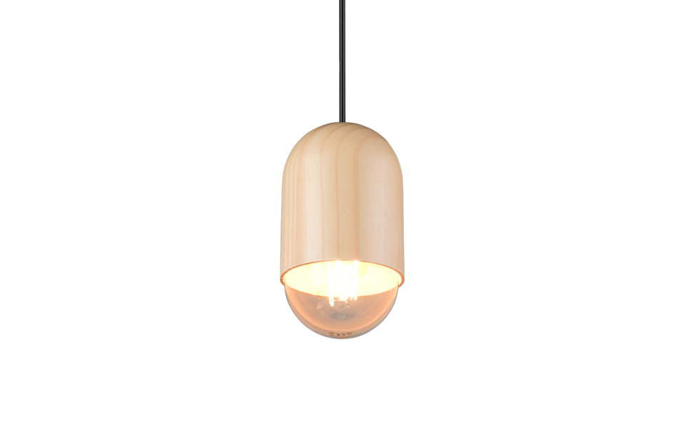 Trio Lighting Trio NARA hanglamp | E27 Fitting | houtkleur | Ø 11 cm | IP20 | excl. 1x E27 | max. 15W