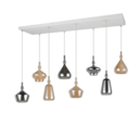 Trio Lighting Trio ALDEA hanglamp | E14 Fitting | wit mat met verchroomd met amber | 115 x 24 cm | IP20 | excl. 8x E14 | max. 10W