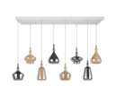 Trio Lighting Trio ALDEA hanglamp | E14 Fitting | wit mat met verchroomd met amber | 115 x 24 cm | IP20 | excl. 8x E14 | max. 10W