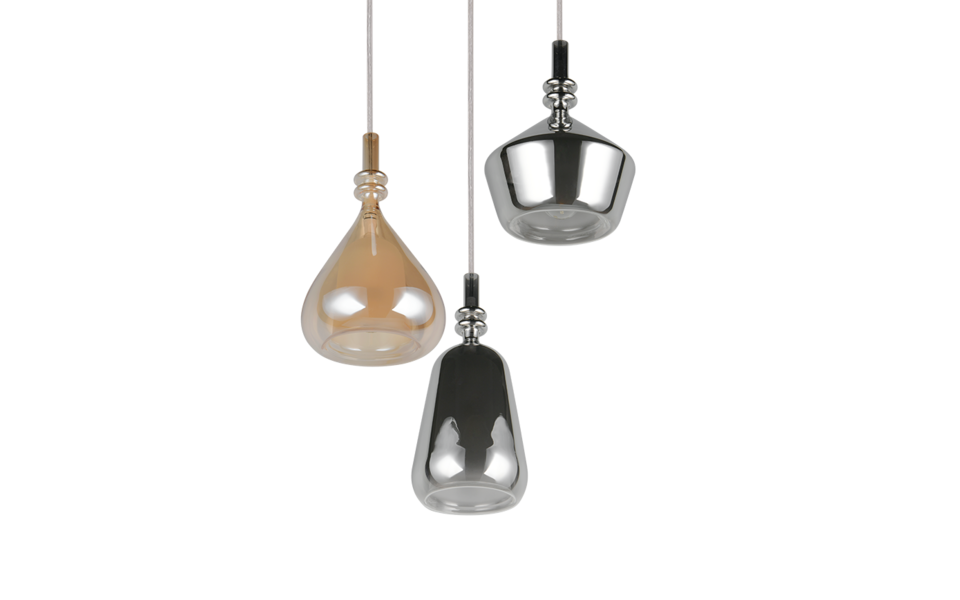 Trio Lighting Trio ALDEA hanglamp | E14 Fitting | wit mat met verchroomd met amber | Ø 28 cm | IP20 | excl. 3x E14 | max. 10W