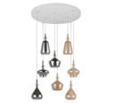 Trio Lighting Trio ALDEA hanglamp | E14 Fitting | wit mat met verchroomd met amber | Ø 60 cm | IP20 | excl. 8x E14 | max. 10W