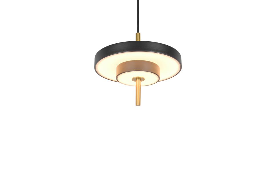 Trio Lighting Trio KEATON hanglamp | LED | zwart met goud | Ø 20 cm | IP20 | 1x 10W | 1200 lm | 2300+3000+4000K | dimbaar