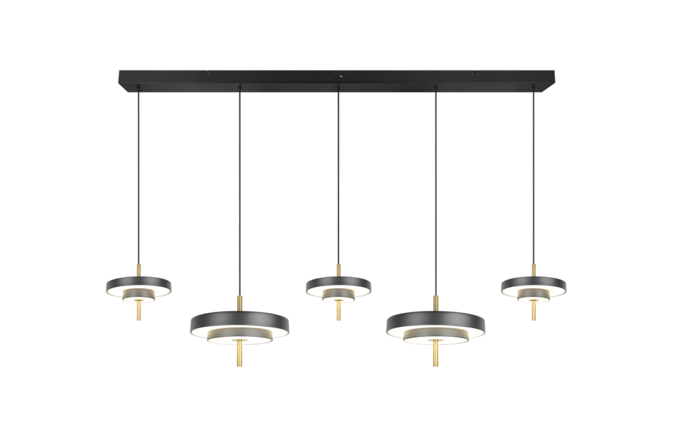 Trio Lighting Trio KEATON hanglamp | LED | zwart met goud | Ø 30 cm | IP20 | 1x 50W | 5900 lm | 2300+3000+4000K | dimbaar