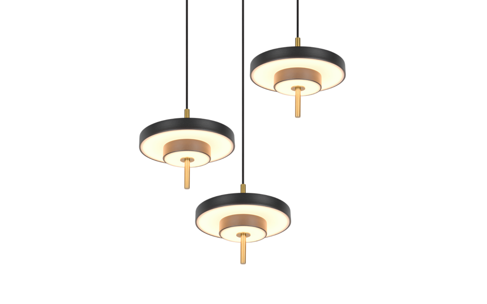 Trio Lighting Trio KEATON hanglamp | LED | zwart met goud | Ø 45 cm | IP20 | 3x 10W | 1200 lm | 2300+3000+4000K | dimbaar