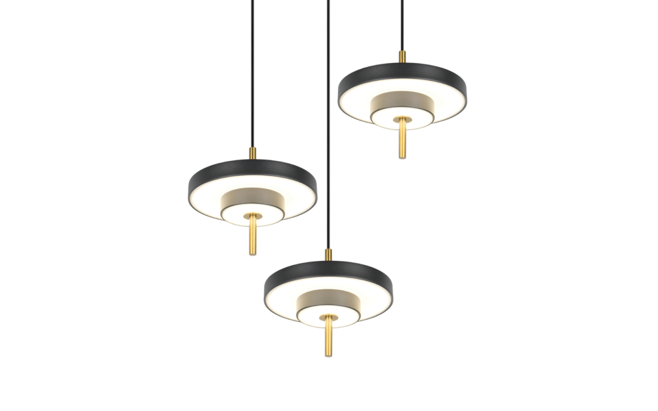 Trio Lighting Trio KEATON hanglamp | LED | zwart met goud | Ø 45 cm | IP20 | 3x 10W | 1200 lm | 2300+3000+4000K | dimbaar