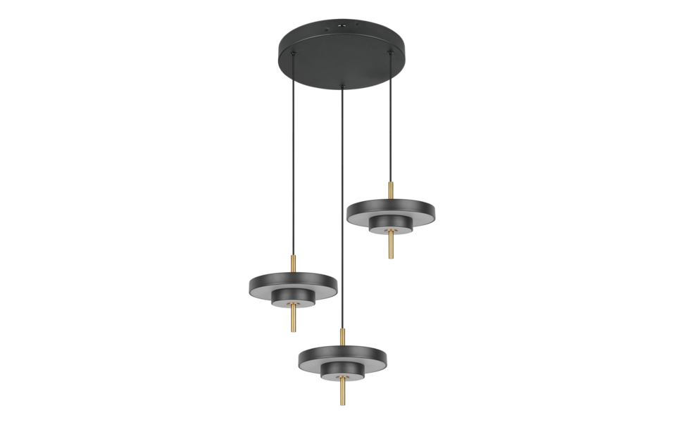 Trio Lighting Trio KEATON hanglamp | LED | zwart met goud | Ø 45 cm | IP20 | 3x 10W | 1200 lm | 2300+3000+4000K | dimbaar