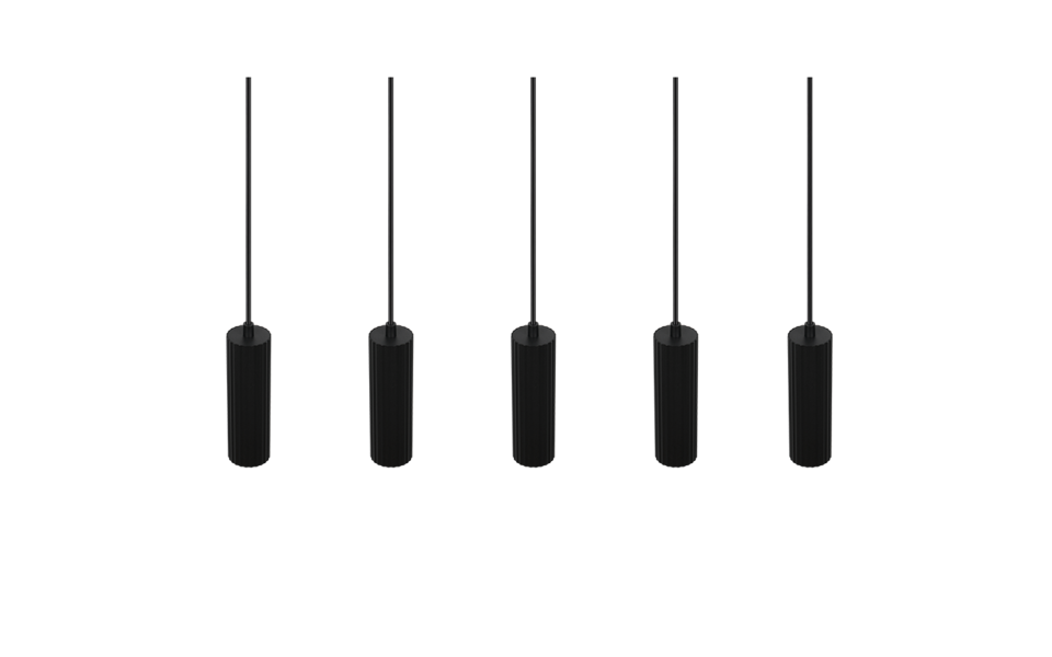 Trio Lighting Trio SOKA hanglamp | GU10 Fitting | mat zwart | Ø 5,5 cm | IP20 | excl. 5x GU10 | max. 10W
