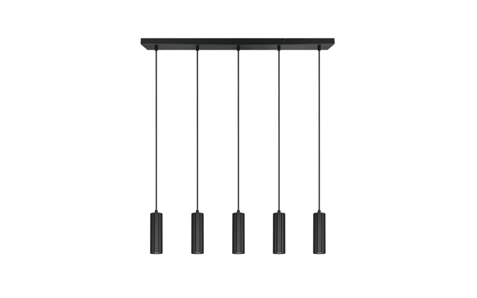 Trio Lighting Trio SOKA hanglamp | GU10 Fitting | mat zwart | Ø 5,5 cm | IP20 | excl. 5x GU10 | max. 10W