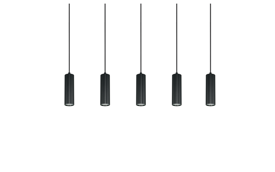 Trio Lighting Trio SOKA hanglamp | GU10 Fitting | mat zwart | Ø 5,5 cm | IP20 | excl. 5x GU10 | max. 10W