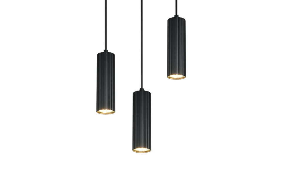 Trio Lighting Trio SOKA hanglamp | GU10 Fitting | mat zwart | Ø 28 cm | IP20 | excl. 3x GU10 | max. 10W
