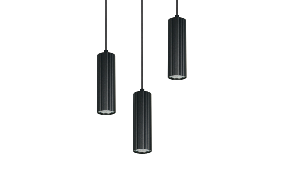 Trio Lighting Trio SOKA hanglamp | GU10 Fitting | mat zwart | Ø 28 cm | IP20 | excl. 3x GU10 | max. 10W