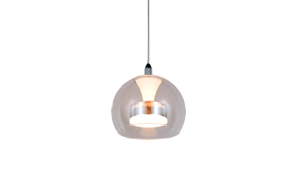 Trio Lighting Trio FLYNT hanglamp | LED | chroom met transparant | Ø 20 cm | IP20 | 1x 11W | 1150 lm | 2300+3000+4000K | dimbaar
