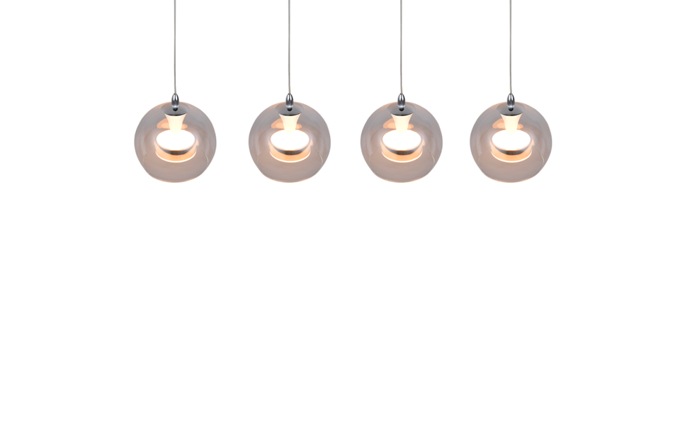 Trio Lighting Trio FLYNT hanglamp | LED | chroom met transparant | Ø 16 cm | IP20 | 4x 8W | 880 lm | 2300+3000+4000K | dimbaar Trio Lighting Trio FLYNT hanglamp | LED | chroom met transparant | Ø 16 cm | IP20 | 4x 8W | 880 lm | 2300+3000+4000K | dimbaar