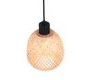 Trio Lighting Trio AMELIE hanglamp | E27 Fitting | mat zwart met natuurlijke afwerking | Ø 18 cm | IP20 | excl. 1x E27 | max. 10W