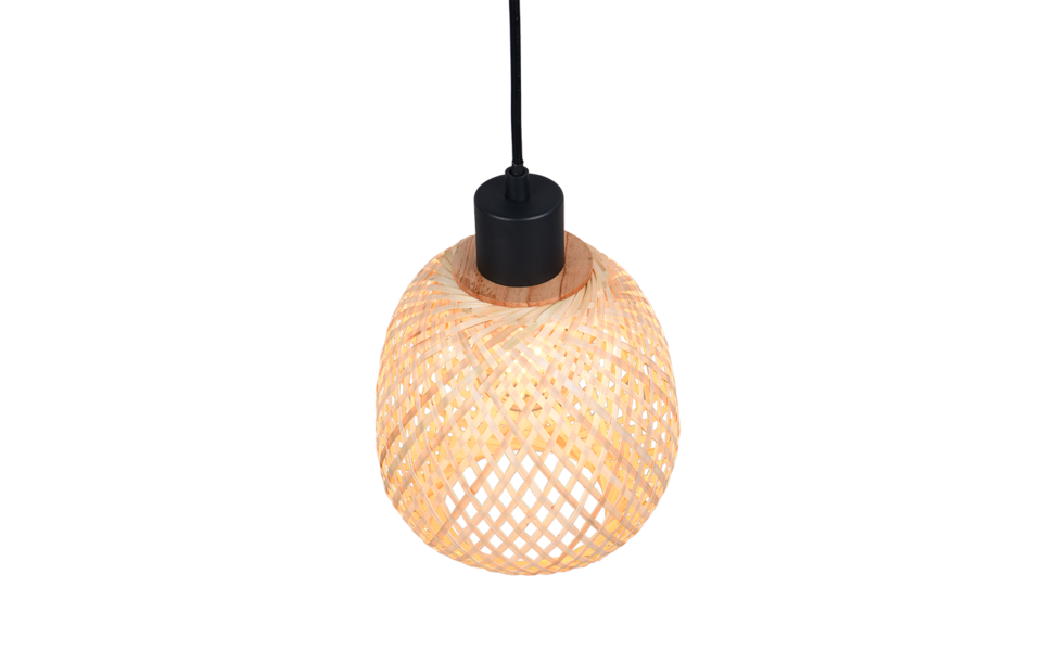Trio Lighting Trio AMELIE hanglamp | E27 Fitting | mat zwart met natuurlijke afwerking | Ø 18 cm | IP20 | excl. 1x E27 | max. 10W Trio Lighting Trio AMELIE hanglamp | E27 Fitting | mat zwart met natuurlijke afwerking | Ø 18 cm | IP20 | excl. 1x E27 | max. 10W